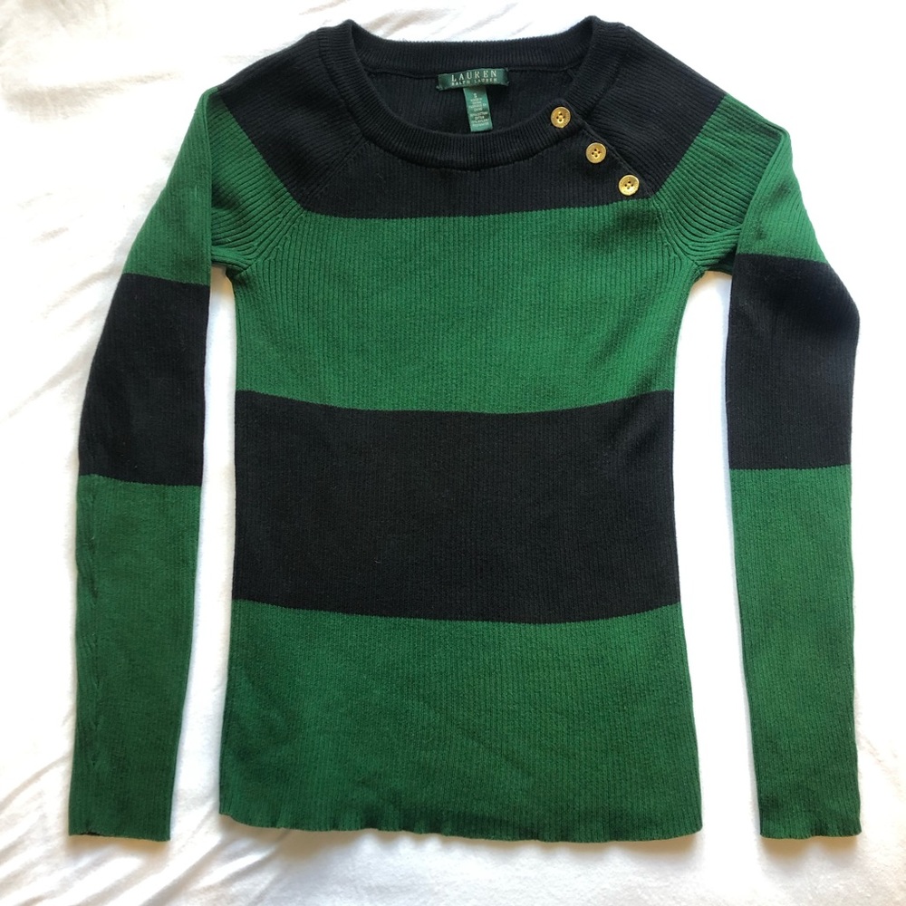 Lauren by Ralph Lauren Navy Blue and Green Sweater